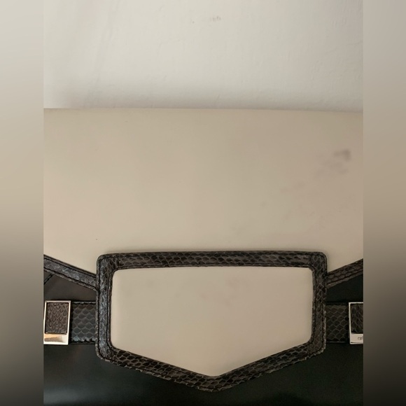 Rafe New York Bag Cowhide Snakeskin Large Clutch Shoulder Purse Chain Strap - Picture 10 of 13